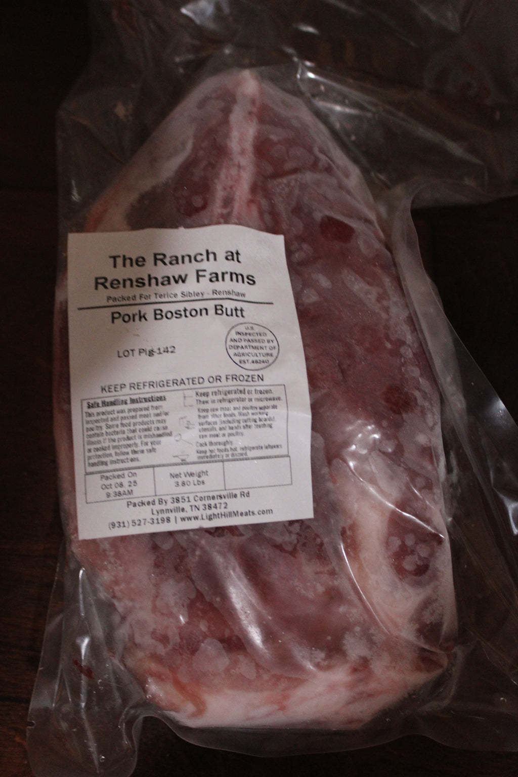 Renshaw Farms Pork Boston Butt (BBQ Cut, Farm Fresh)