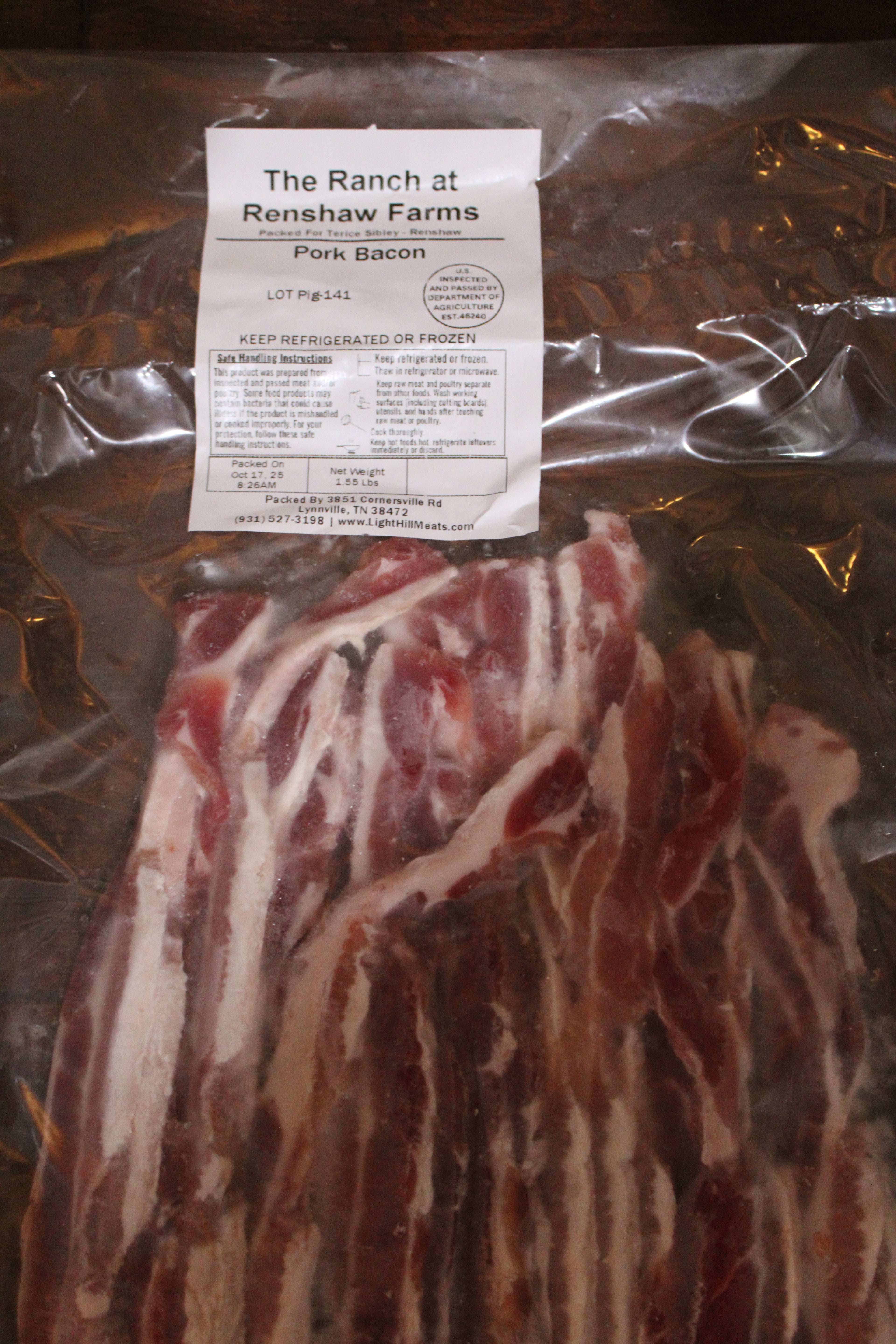 Renshaw Farms Pork Bacon (Thick Cut, Farm Fresh)