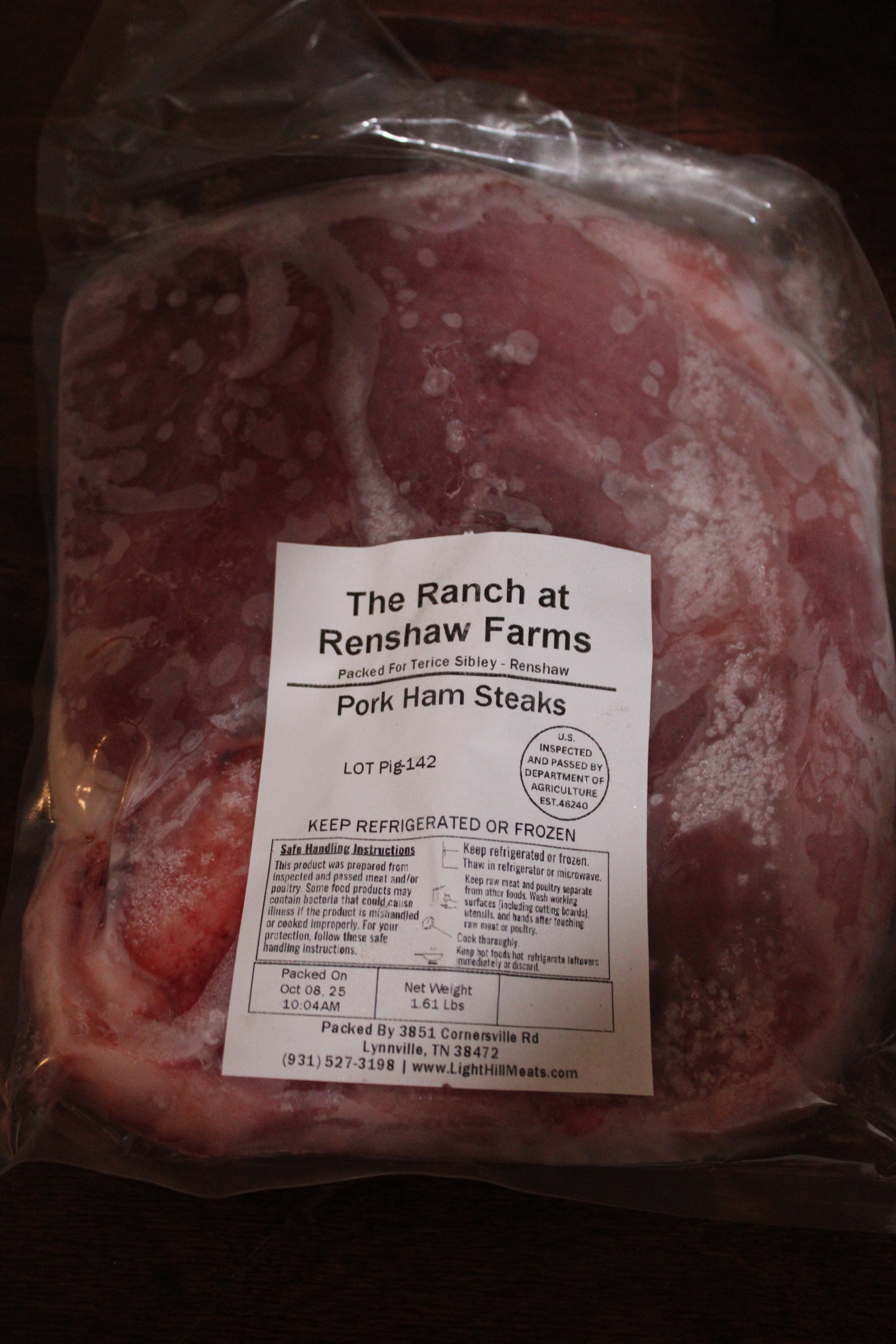 Renshaw Farms Pork Ham Steaks (Classic Cut, Farm Fresh)