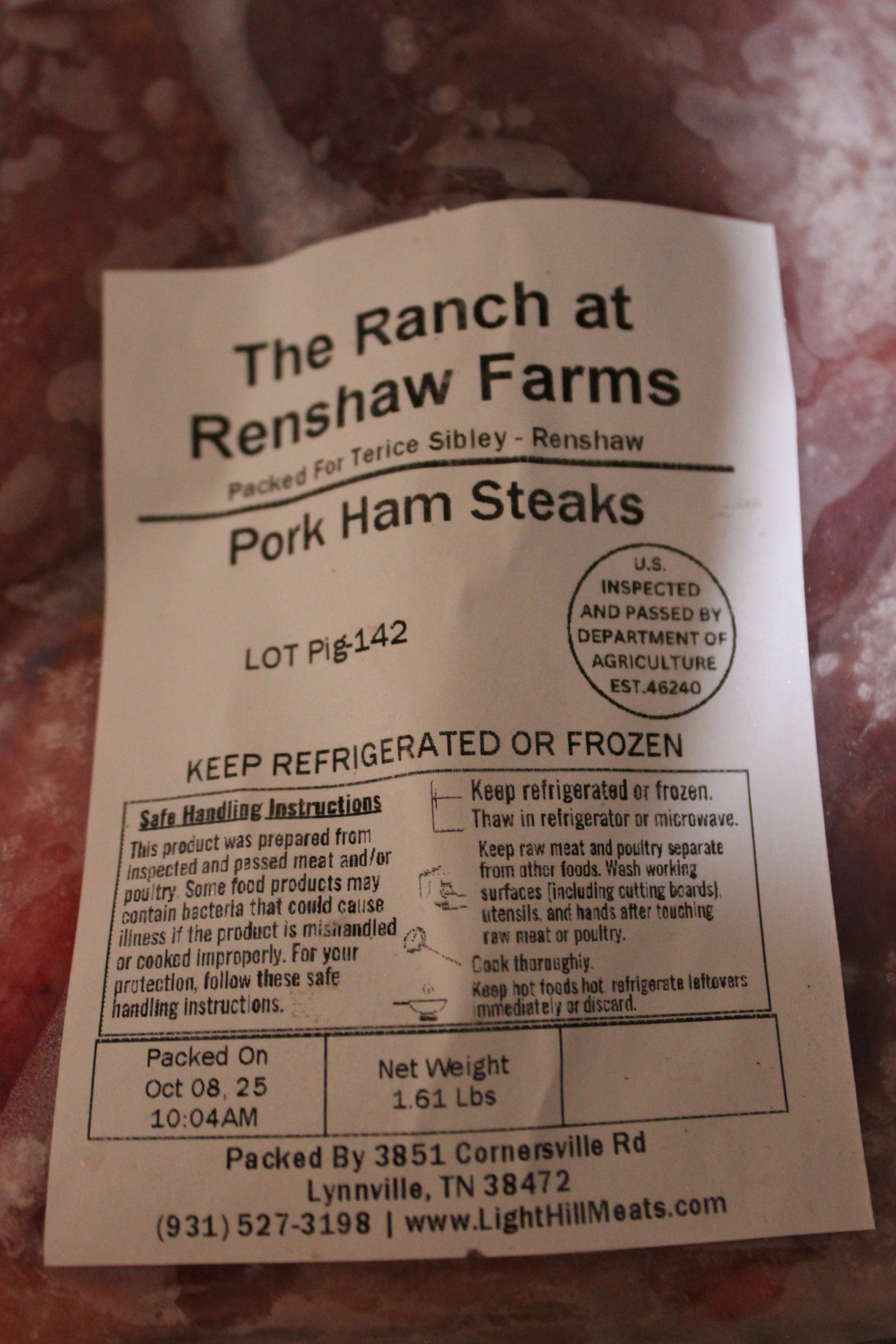Renshaw Farms Pork Ham Steaks (Classic Cut, Farm Fresh)