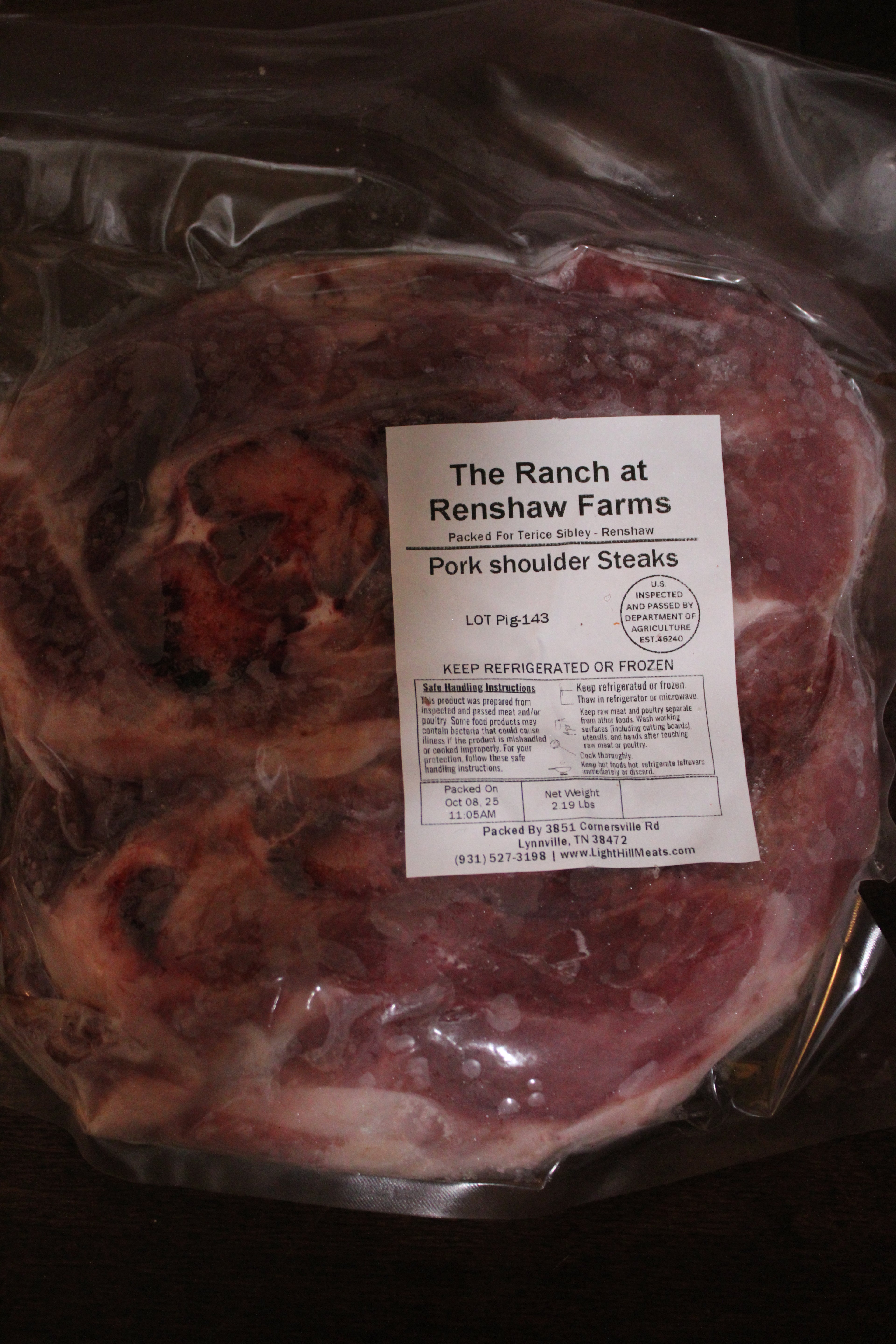 Renshaw Farms Pork Shoulder Steaks (Rich Flavor, Farm Fresh)