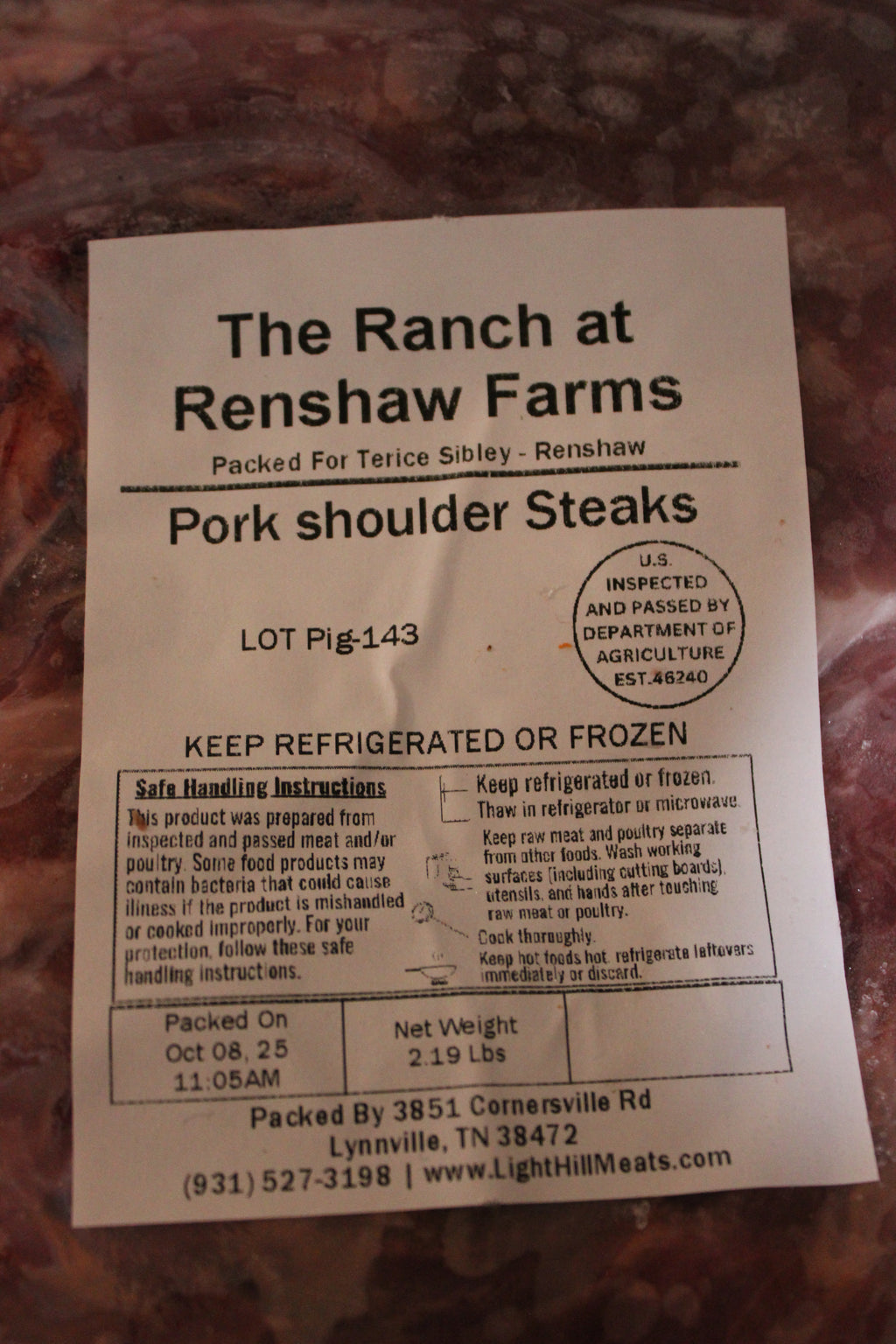 Renshaw Farms Pork Shoulder Steaks (Rich Flavor, Farm Fresh)