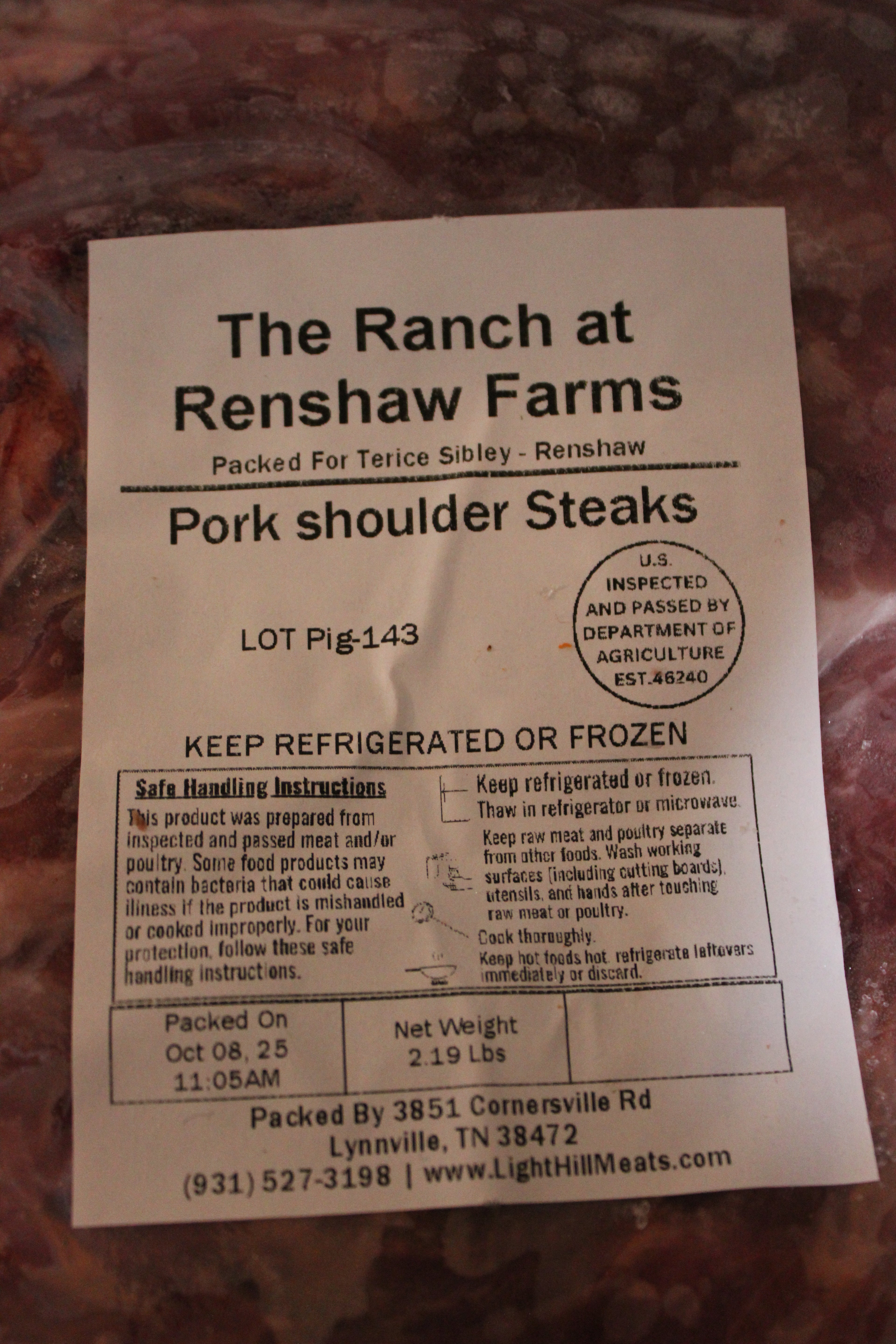 Renshaw Farms Pork Shoulder Steaks (Rich Flavor, Farm Fresh)